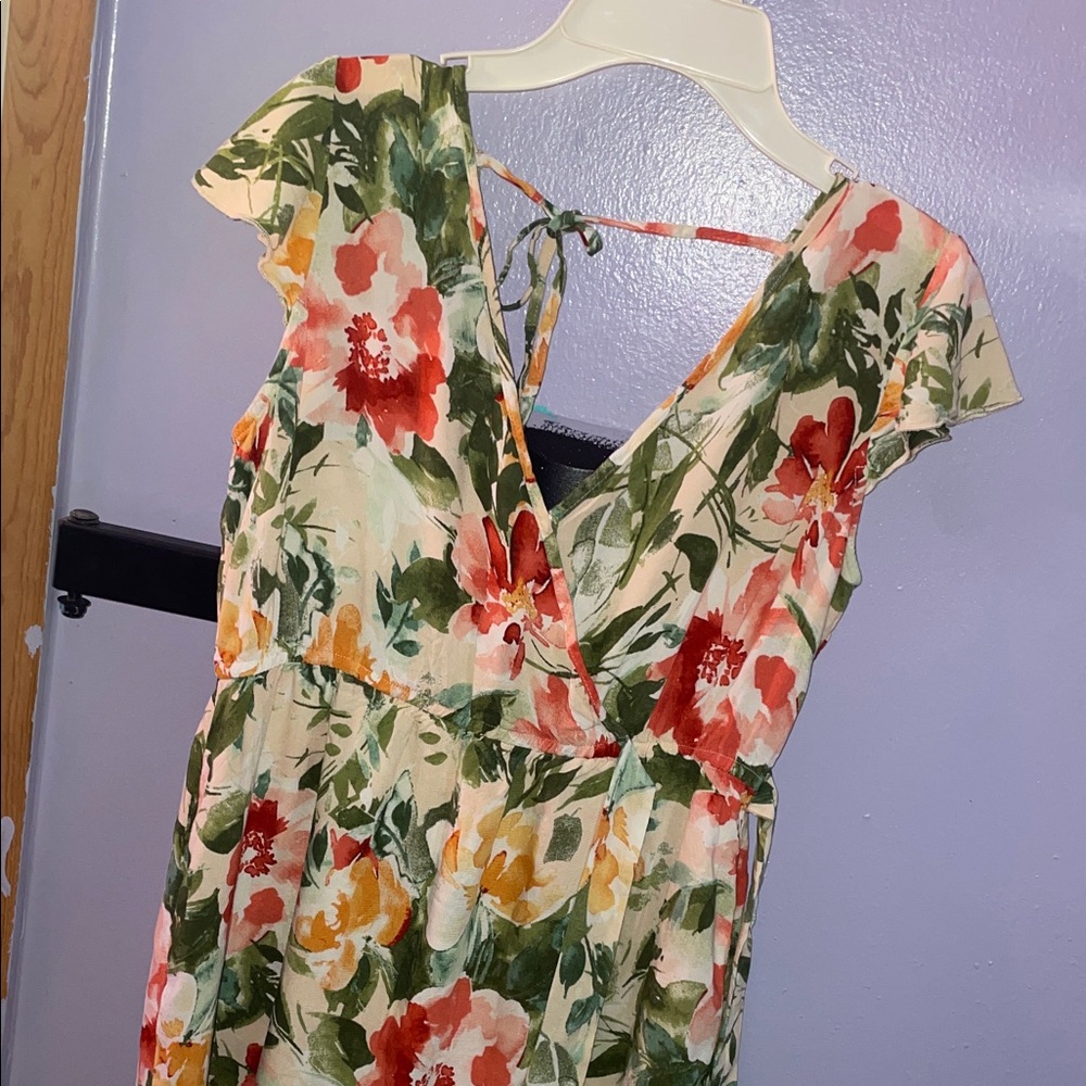 Vibrant Floral Backless Dress